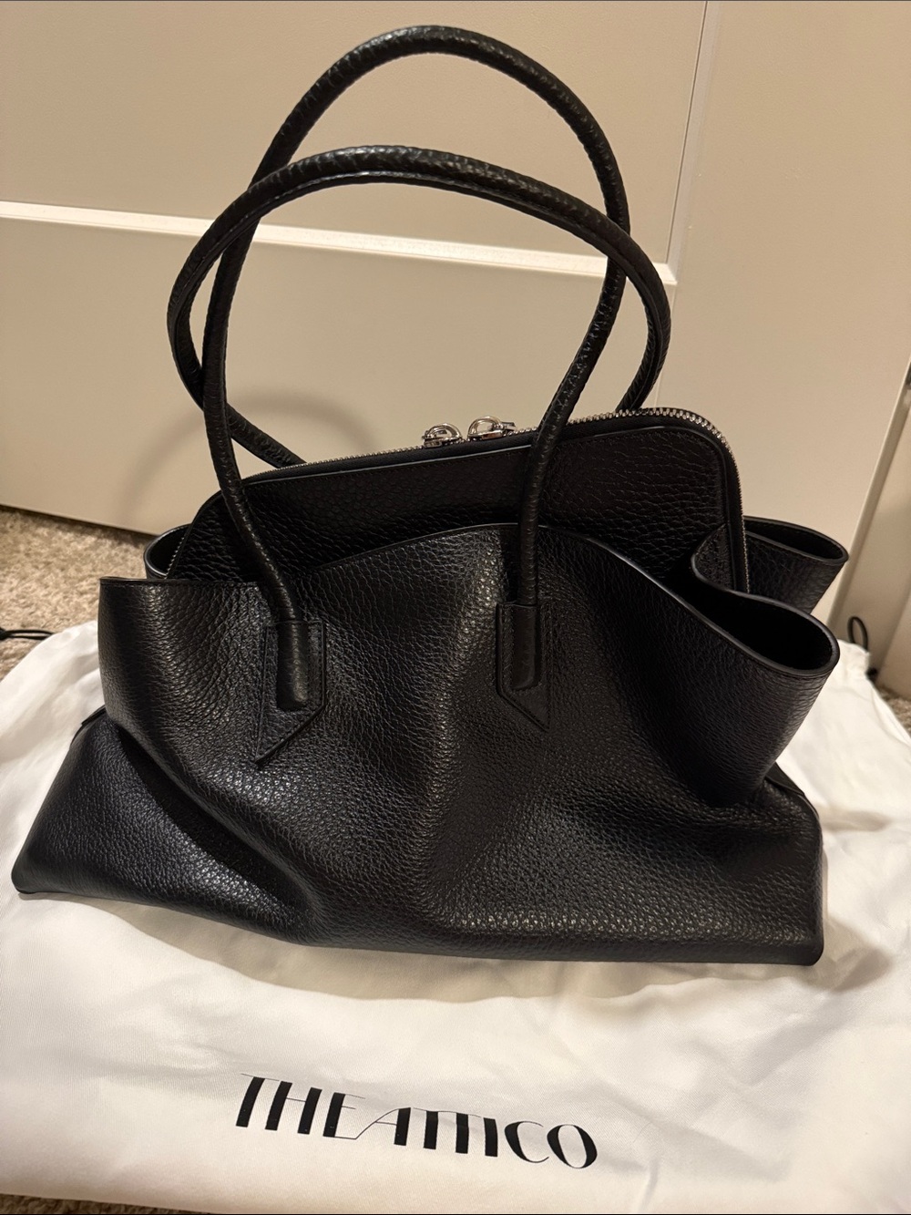 The Attico Black Pebbled Leather Tote